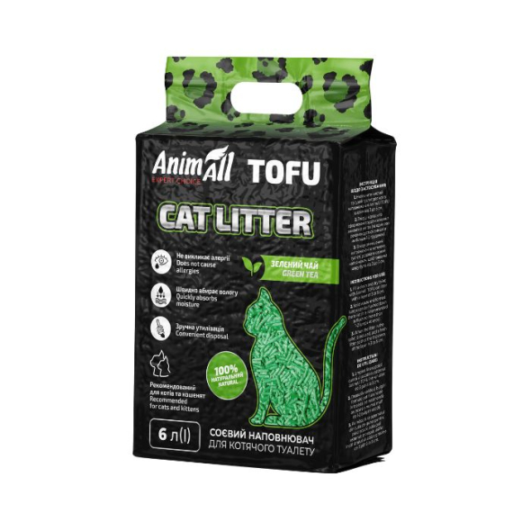 AnimAll Tofu Наповнювач соєвий з ароматом зеленого чаю 6 л - 2