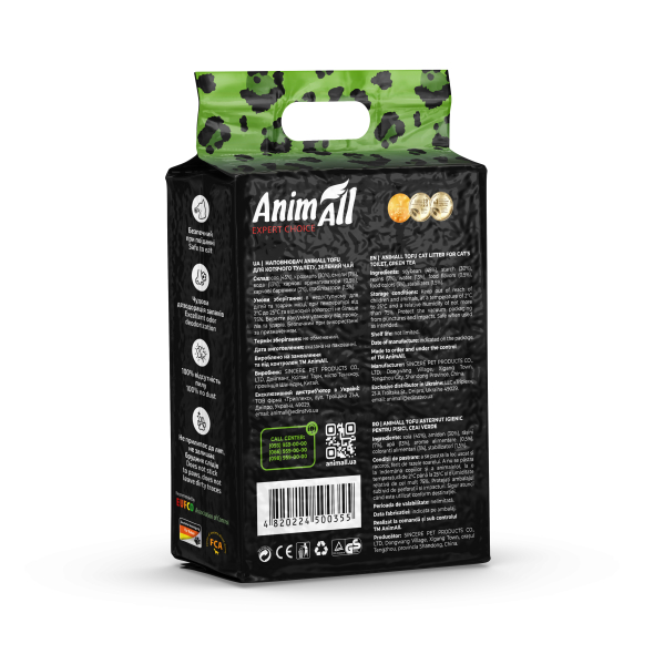 AnimAll Tofu Наповнювач соєвий з ароматом зеленого чаю 6 л - 3