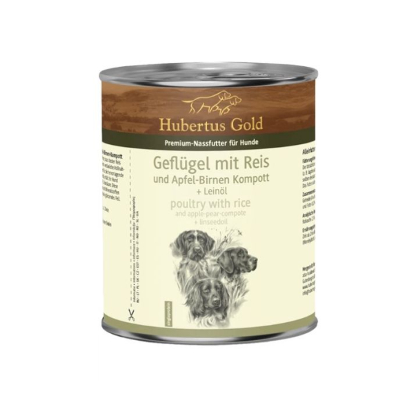 Hubertus Gold Geflügel &amp; Reis Вологий корм для собак птиця з рисом з яблуком і грушею, 800 г