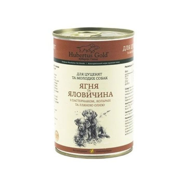 Hubertus Gold Вологий корм для цуценят ягня та яловичина з пастернаком, кольрабі та лляною олією, 400 г
