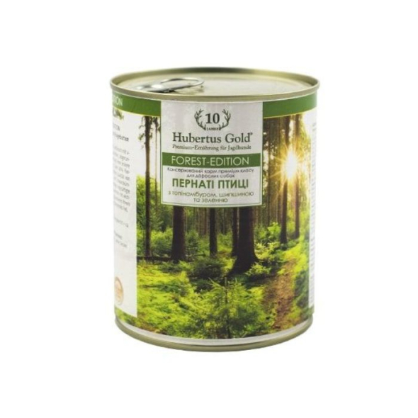 Hubertus Gold Forest Edition Вологий корм для собак перната птиця з топінамбуром, шипшиною і зеленню, 800 г