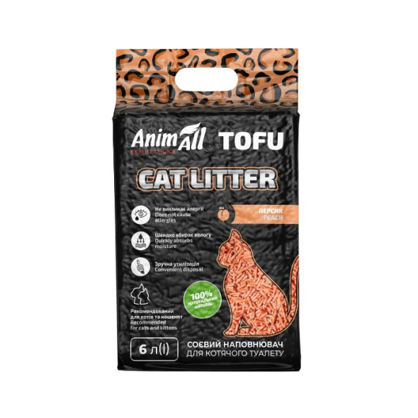 AnimAll Tofu Наповнювач соєвий з ароматом персика 6л - 1