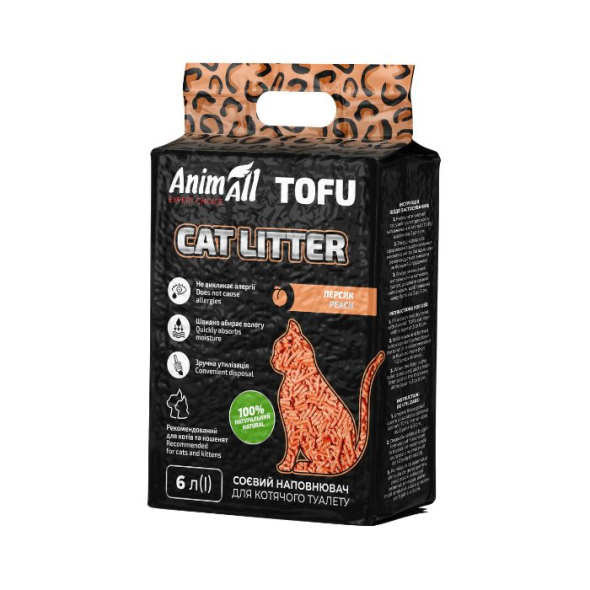 AnimAll Tofu Наповнювач соєвий з ароматом персика 6л - 2