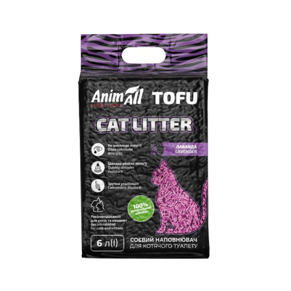 AnimAll Tofu Наповнювач соєвий з ароматом лаванди 6 л - 1