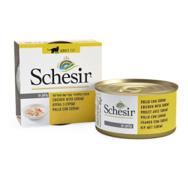 Schesir Chicken with Surimi Вологий корм для котів курка з сурімі в желе, 85 г