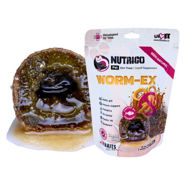 LK Baits Pet Nutrigo Worm-Ex S-M Функціональні ласощі для собак середніх порід з рослинним комплексом для кишківника (Ø 20 мм), 170 г
