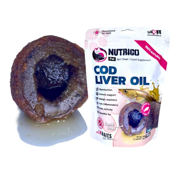 LK Baits Pet Nutrigo Cod Liver Oil S-M Функціональні ласощі для собак середніх порід з олією печінки тріски (Ø 20 мм), 170 г