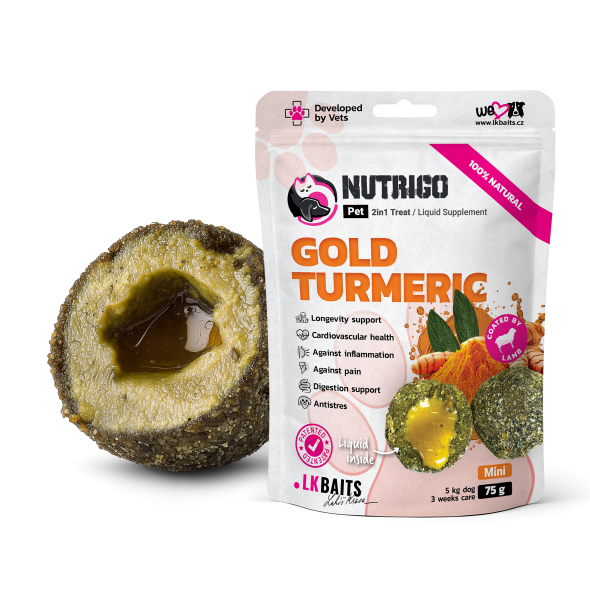 LK Baits Pet Nutrigo Gold Turmeric Mini Функціональні ласощі для собак дрібних порід з куркумою (Ø 15 мм), 75 г