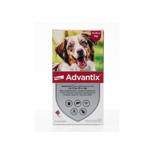 Advantix (Адвантікс) Краплі для собак від 10 до 25 кг, 1 піпетка
