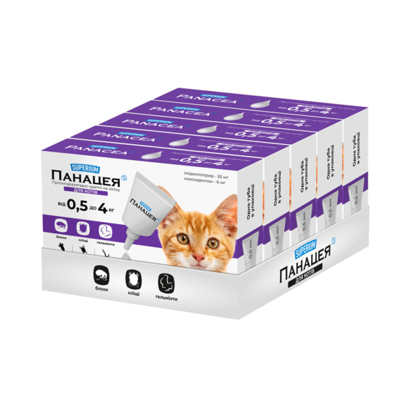 Superium (Суперіум) Панацея Протипаразитарні краплі на холку для котів від 0,5 до 4 кг, 1 піпетка - 1