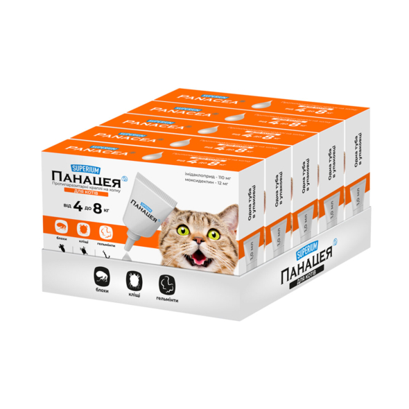 Superium (Суперіум) Панацея Протипаразитарні краплі на холку для котів від 4 до 8 кг, 1 піпетка - 1