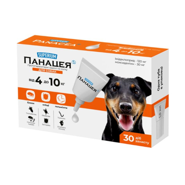 Superium (Суперіум) Панацея Протипаразитарні краплі на холку для собак від 4 до 10 кг, 1 піпетка