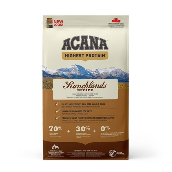 Acana Highest Protein Ranchlands Recipe Сухий корм для собак всіх порід та всіх стадій життя, 11,4 кг - 2