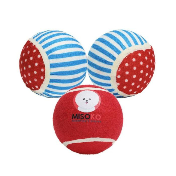 MISOKO Іграшка для собак тенісні м'ячі синьо-червоні 10 см, 3 шт