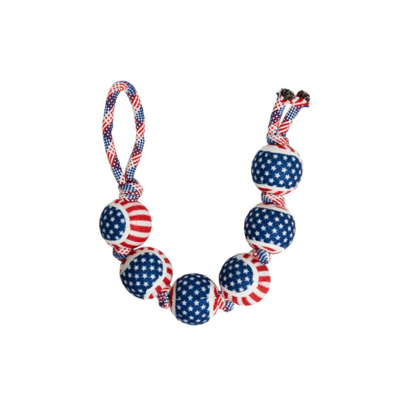 MISOKO Іграшка для собак м'ячі на мотузці синьо-червоні, 27 см - 1