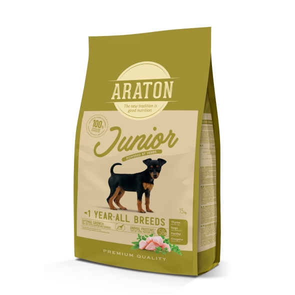 ARATON Junior All Breeds Сухий корм для цуценят усіх порід 15 кг