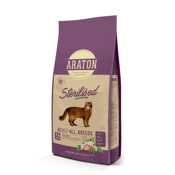 ARATON Sterilised Adult All Breeds Сухий корм для стерилізованих котів 15 кг