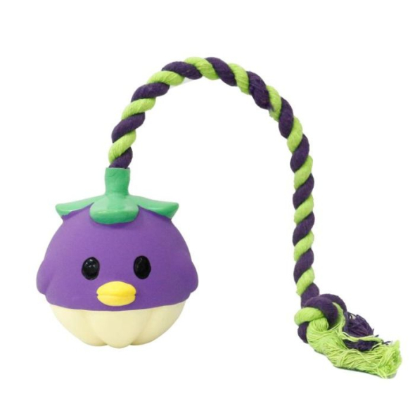 MISOKO Іграшка для собак фрукт з мотузкою, латекс, фіолетовий, 40 см
