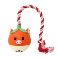 MISOKO Іграшка для собак яблуко з мотузкою, латекс, червоне, 40 см