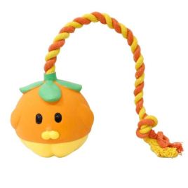 MISOKO Іграшка для собак апельсин з мотузкою, латекс, помаранчевий, 40 см