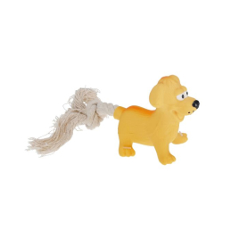 MISOKO Іграшка для собак, собака з мотузкою, латекс, жовтий, 18 см