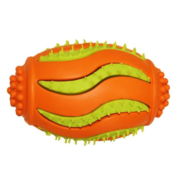 MISOKO Іграшка для собак м'яч для регбі, гума, латекс, зелений і помаранчевий, 9 см
