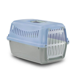 MP Bergamo Gipsy L Plastic Door Переноска для кошек и собак голубая, 58 х 38 х 38 см