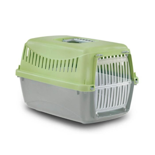 MP Bergamo Gipsy L Plastic Door Переноска для котів і собак зелена, 58 х 38 х 38 см