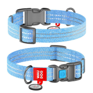 WAUDOG Нашийник для собак Re-cotton з QR паспортом, відновлена бавовна, пластикова пряжка, S, ширина 15 мм, довжина 25-35 см, блакитний