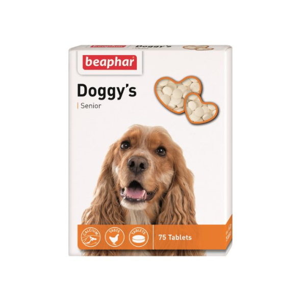 Beaphar Doggy's Senior Вітамінізовані ласощі для підтримки здоров'я собак старших 7 років, 75 шт