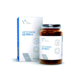 Vet Expert VetoSkin Ultra (Ветоскін) Посилина нутрицевтична добавка для комплексної підтримки і регенерації шкіри і шерсті у котів і собак з дерматологічними порушеннями, 60 капсул