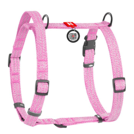 WAUDOG Шлея для собак Re-cotton з QR паспортом, відновлена бавовна, пластикова пряжка, S, рожева
