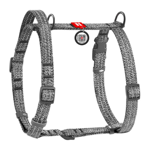 WAUDOG Шлея для собак Re-cotton з QR паспортом, відновлена бавовна, пластикова пряжка, M, сіра