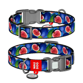 WAUDOG Нашийник для собак нейлоновий з QR паспортом, "Інжир", пластиковий фастекс, S, ширина 15 мм, довжина 25-35 см