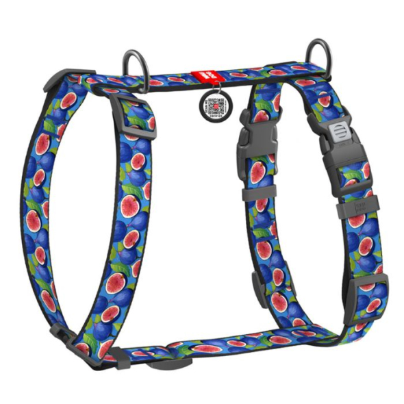 WAUDOG Шлея для собак нейлонова з QR паспортом, "Інжир", пластиковий фастекс, M