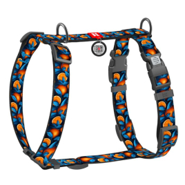 WAUDOG Шлея для собак нейлонова з QR паспортом, "Апельсини", пластиковий фастекс, S