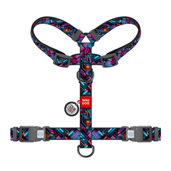 WAUDOG Шлея для собак нейлонова з QR паспортом, "Нескінченні світи", пластиковий фастекс, L - 1