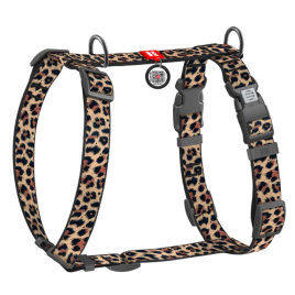 WAUDOG Шлея для собак нейлонова з QR паспортом, "Леопард", пластиковий фастекс, M