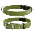 Collar Нашийник для собак бавовняна тасьма брезент подвійний, S, ширина 20 мм, довжина 31-41 см, зелений
