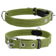Collar Нашийник для собак бавовняна тасьма брезент подвійний, M, ширина 25 мм, довжина 41-53 см, зелений