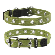 Collar Нашийник для собак бавовняна тасьма брезент одинарний, M, ширина 25 мм, довжина 53 см, зелений