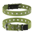 Collar Нашийник для собак бавовняна тасьма брезент одинарний, L, ширина 35 мм, довжина 63 см, зелений