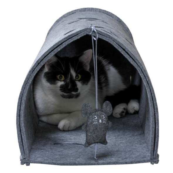Red Point Kitty Tunnel Будиночок-тунель з мишкою для котів сірий, 85 х 28 х 28 см - 1