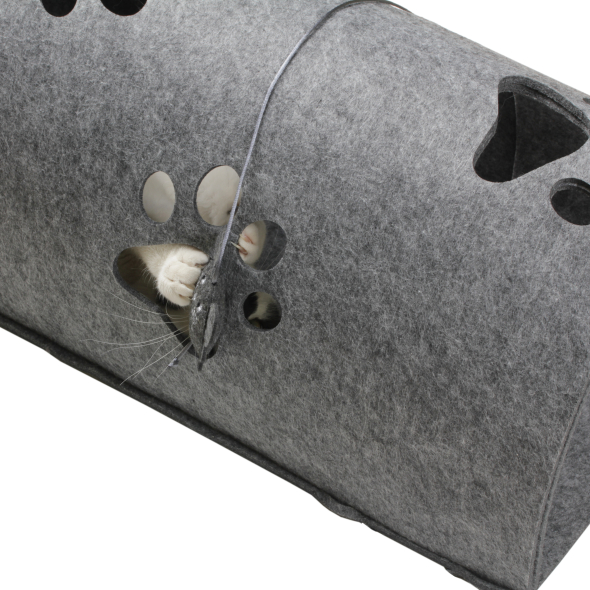 Red Point Kitty Tunnel Будиночок-тунель з мишкою для котів сірий, 85 х 28 х 28 см - 4