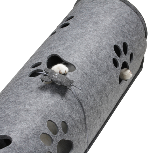 Red Point Kitty Tunnel Будиночок-тунель з мишкою для котів сірий, 85 х 28 х 28 см - 5
