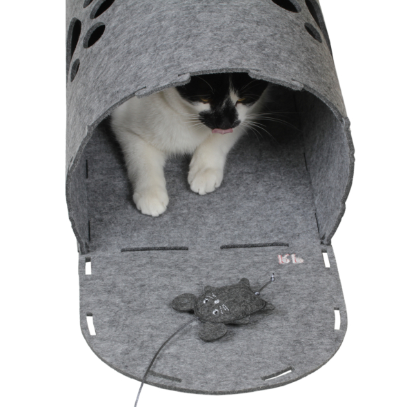 Red Point Kitty Tunnel Будиночок-тунель з мишкою для котів сірий, 85 х 28 х 28 см - 6