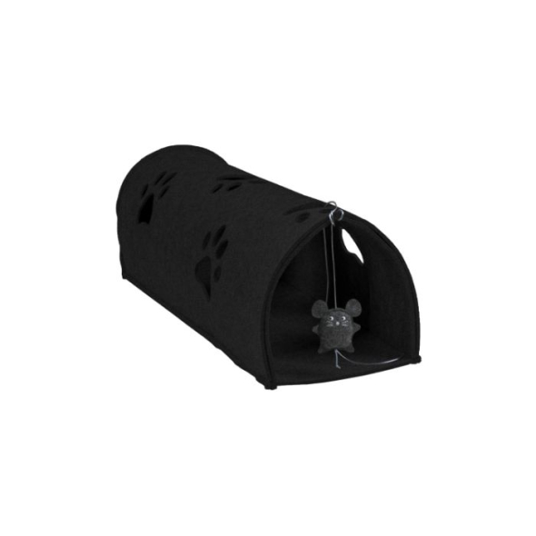 Red Point Kitty Tunnel Будиночок-тунель з мишкою для котів чорний, 85 х 28 х 28 см