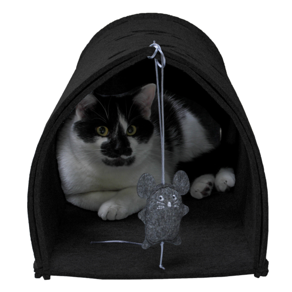 Red Point Kitty Tunnel Будиночок-тунель з мишкою для котів чорний, 85 х 28 х 28 см - 1