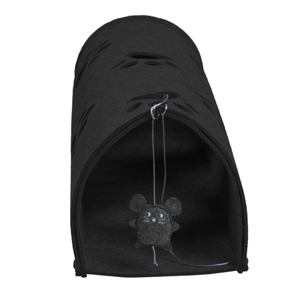 Red Point Kitty Tunnel Будиночок-тунель з мишкою для котів чорний, 85 х 28 х 28 см - 3