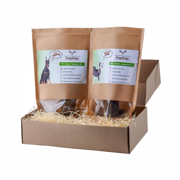 DogsRogs Оленячі роги L для собак середніх та великих порід, середньої твердості, 30 см - 6